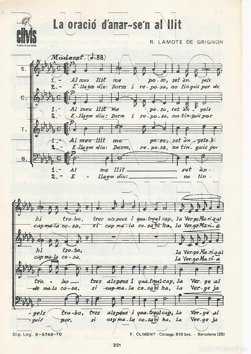Partituras musicales: LLAMOTE DE GRIGNON LA ORACIO D'ANAR SE'N AL LLIT 4 PGS PARTITURA M57