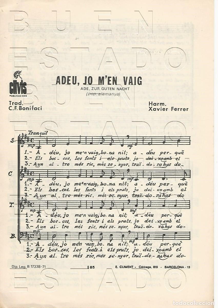 Partituren: XAVIER FERRER ADEU JO M'EN VAIG 4 PGS PARTITURA M57