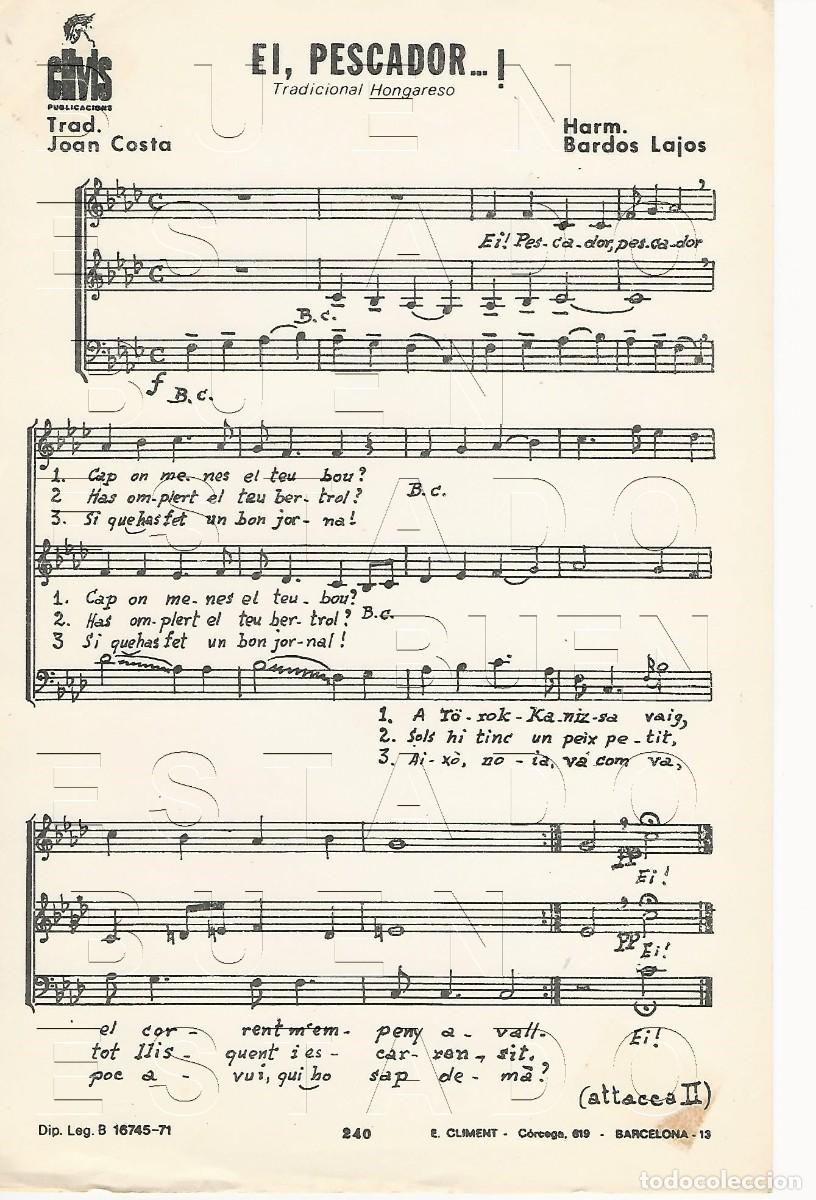 Partituras musicales: JOAN COSTA HARMONICA BAJOS LAJOS EL PESCADOR 2 PGS PARTITURA ANTIGUA W7
