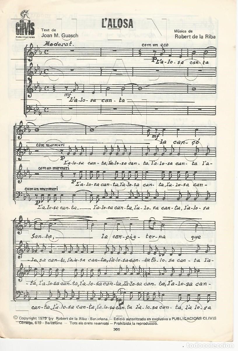 Partituras musicales: JOAN M GUASCH ROBEET DE LA RIBA L'ALOSA 4 PGS PARTITURA ANTIGUA W7