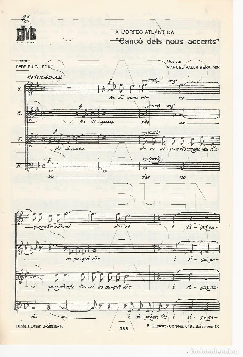 Partituras musicales: PERE PUIG I FONT MANUEL VALLRIBERA MIR CAN&Ccedil;O DELS NOUS ACCENTS 4 PGS PARTITURA ANTIGUA FAM4