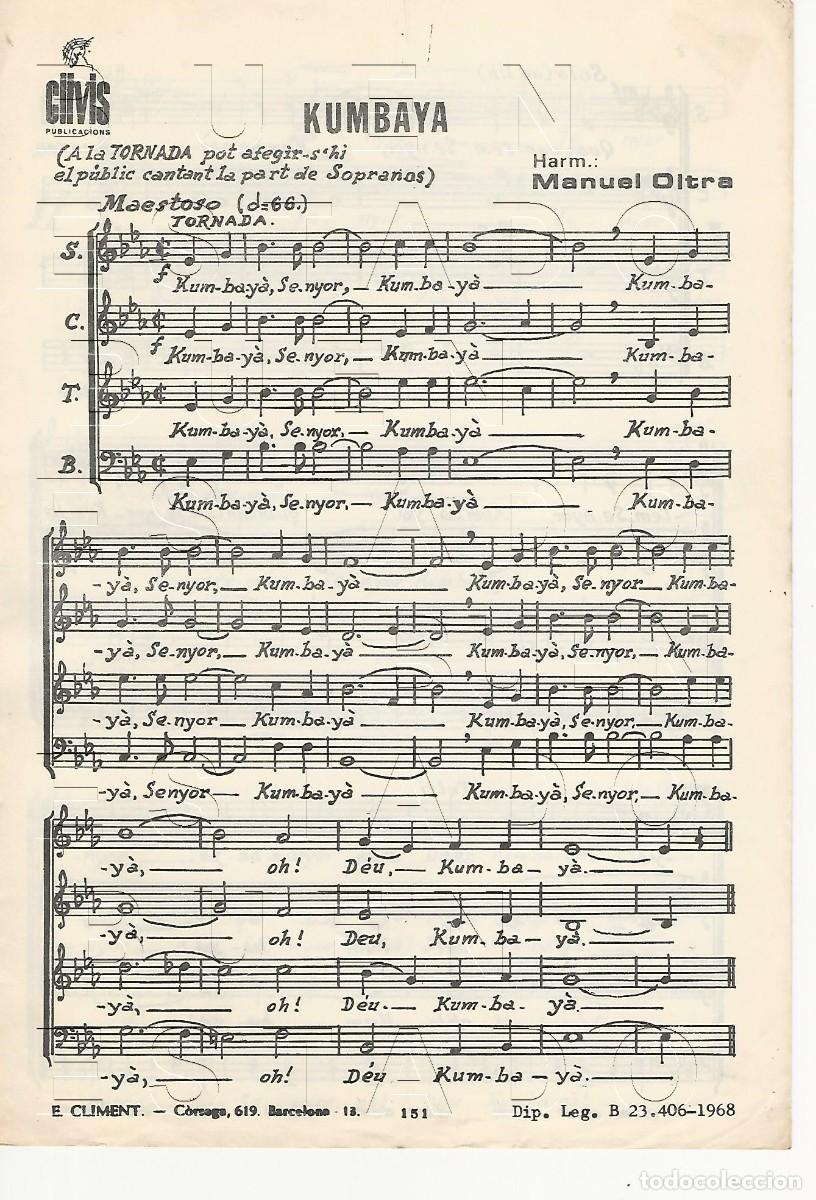 Partituras musicales: MANUEL OLTRA KUMBAYA 4 PGS PARTITURA ANTIGUA FAM4