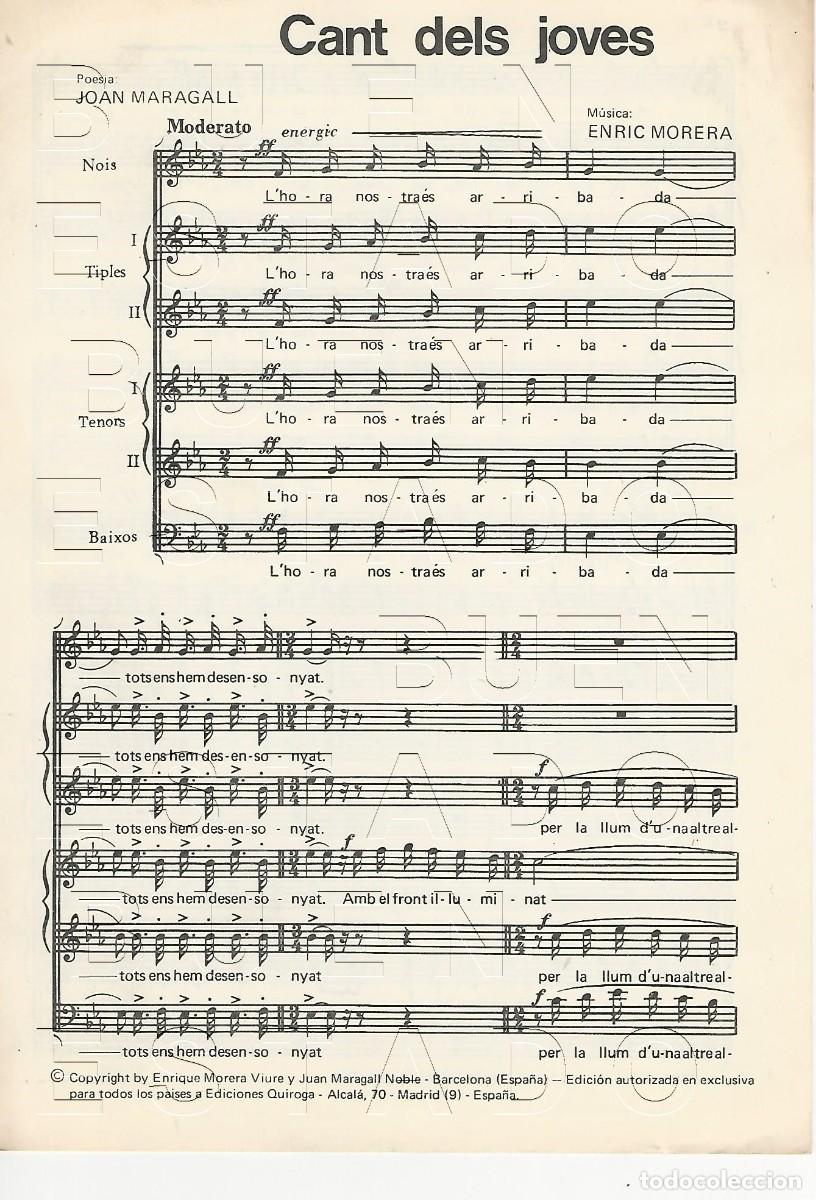 Partituras musicales: ENRIC MORERA JOAN MARAGALL CANT DELS JOVES 4 PGS PARTITURA ANTIGUA FAM4