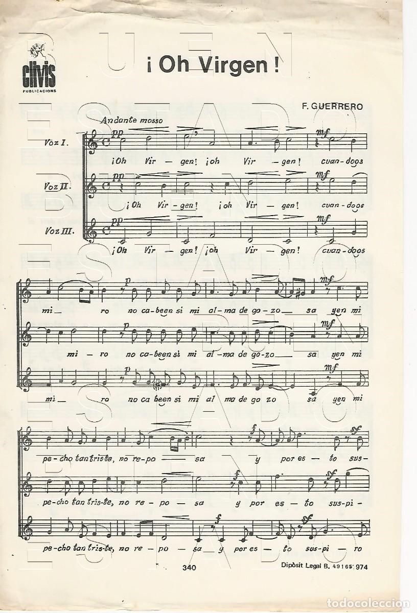 Partituras musicales: F GUERRERO OH VIRGEN 2 PGS PARTITURA ANTIGUA FAM4