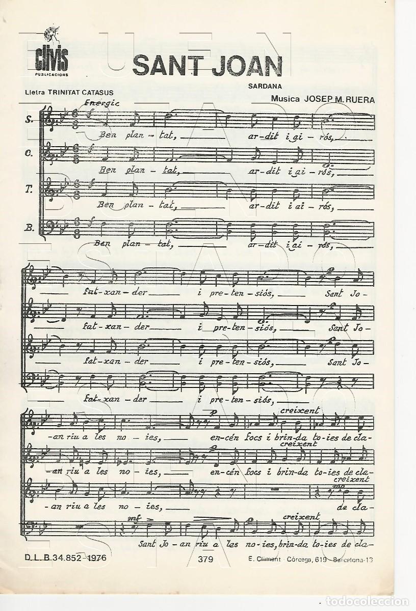Partituras musicales: JOSEP M RUERA TRINITAT CATASUS SANT JOAN 8 PGS PARTITURA ANTIGUA FAM4