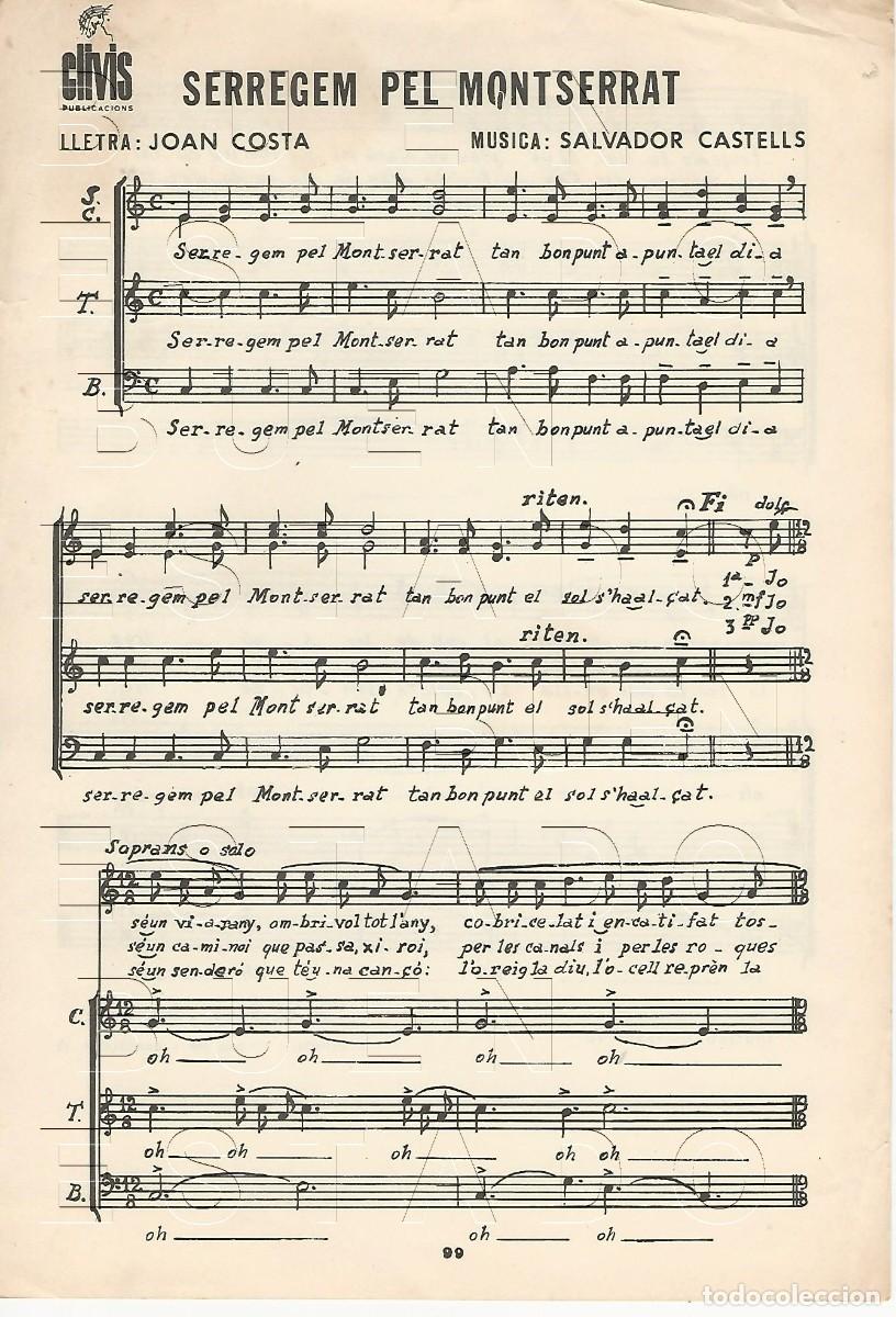 Partituras musicales: SALVADOR CASTELLS JOAN COSTA SERREGEM PEL MONTSERRAT 1 PGS PARTITURA ANTIGUA U20