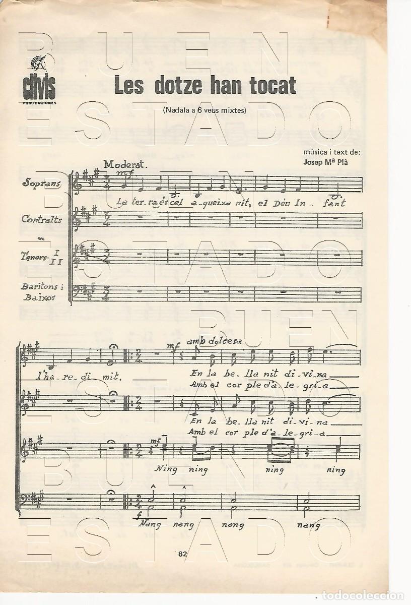 Partituras musicales: JOSEP M&ordf; PLA LES DOTZE HAN TOCAT 1 PGS PARTITURA ANTIGUA U20