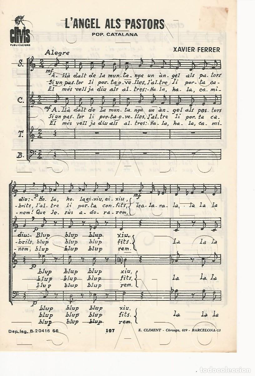 Partituras musicales: XAVIER FERRER L'ANGEL ALS PASTORS 1 PGS PARTITURA ANTIGUA U20