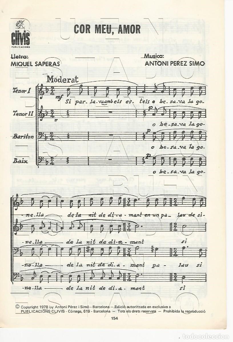 Partituras musicales: ANTONI PEREZ SIMO MIQUEL SAPERAS COR MEU AMOR 4 PGS PARTITURA ANTIGUA U20