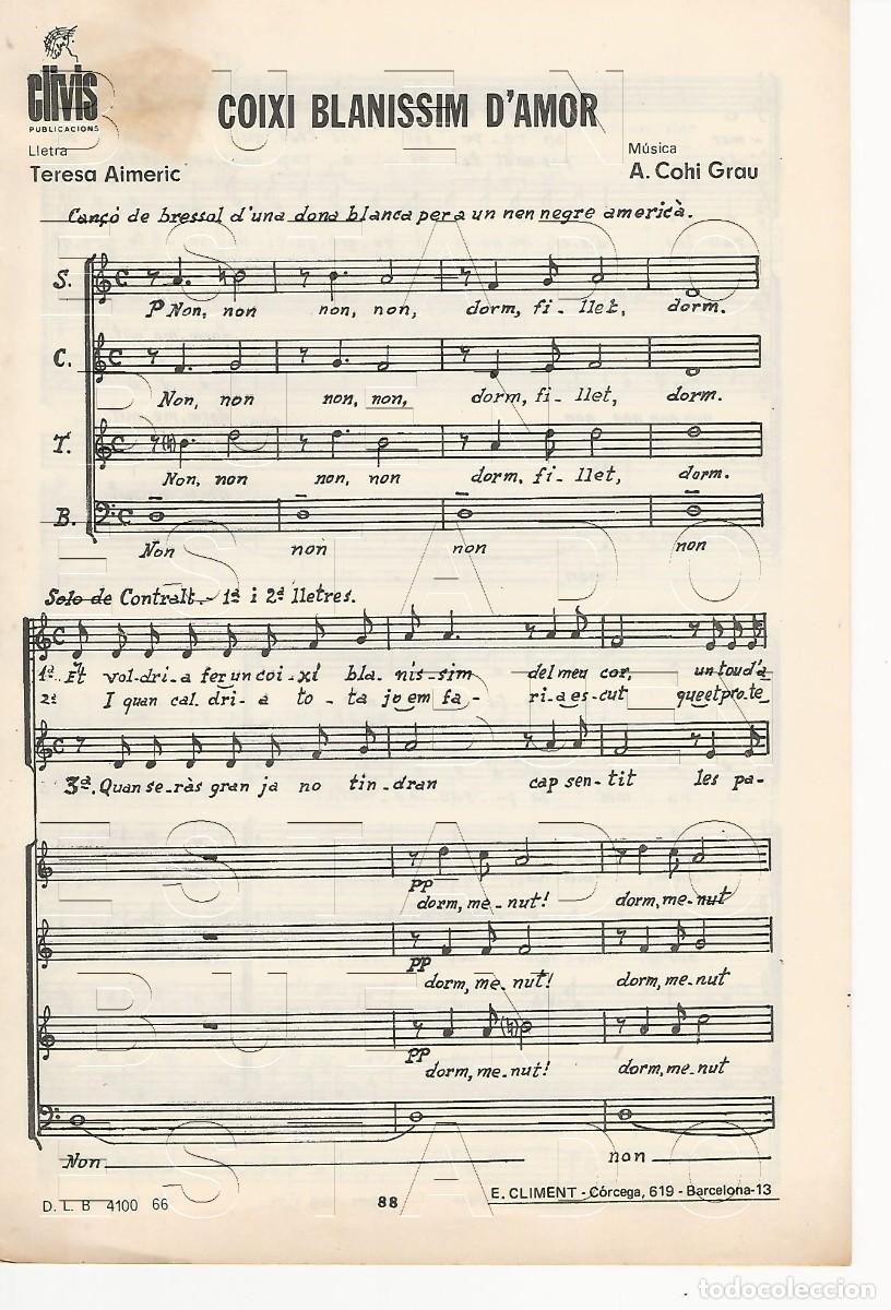 Partituras musicales: A COHI GRAU COIXI BALNISSIM D'AMOR 4 PGS PARTITURA ANTIGUA U20