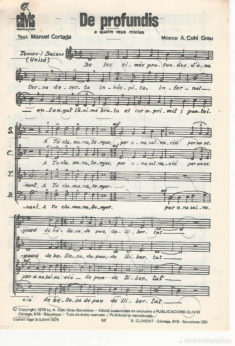 Partituras musicales: MANUEL CORTADA A COHI GRAU DE PROFUNDIS 4 PGS PARTITURA ANTIGUA U20