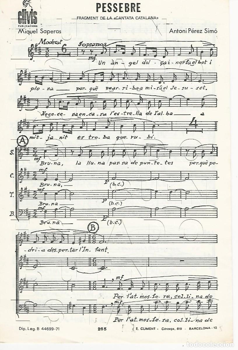 Partituras musicales: ANTONI PEREZ SIMO MIQUEL SAPERAS PESSEBRE 4 PGS PARTITURA ANTIGUA U20