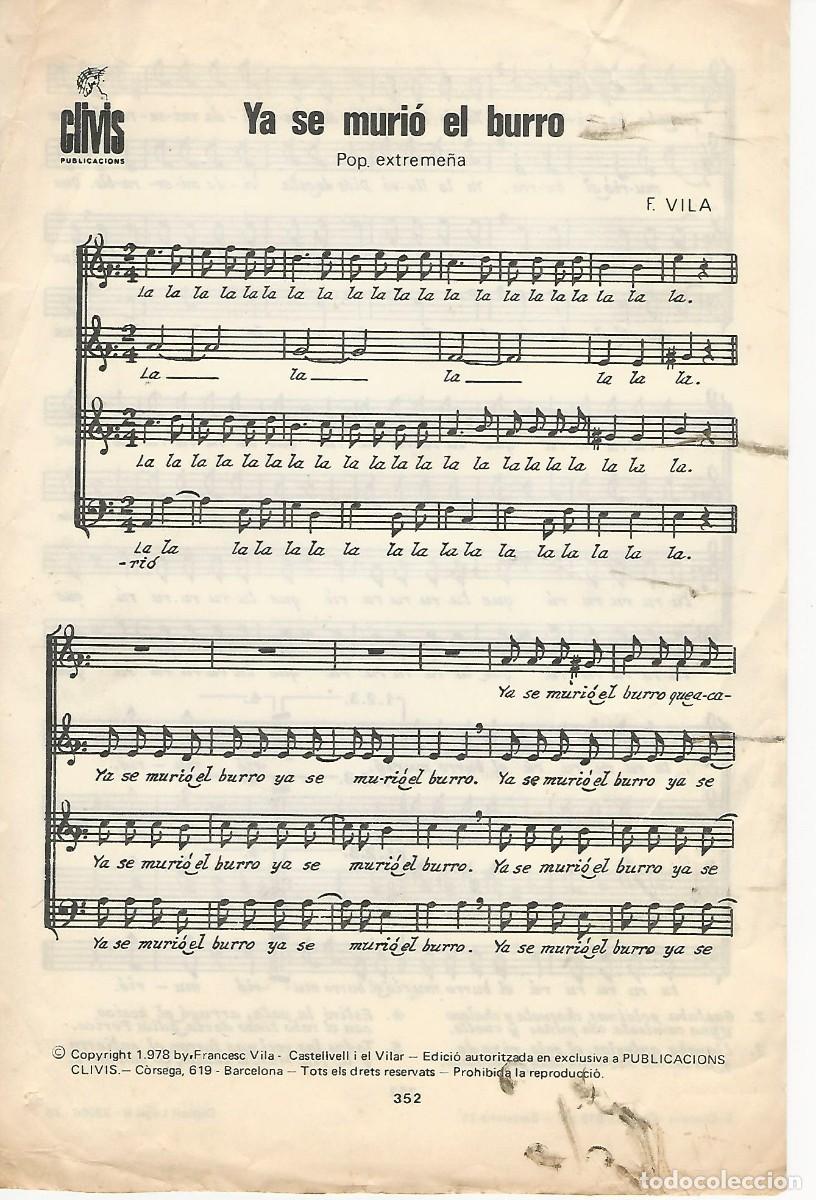 Partituras musicales: F VILA YA SE MURIO EL BURRO 1 PGS PARTITURA ANTIGUA U28