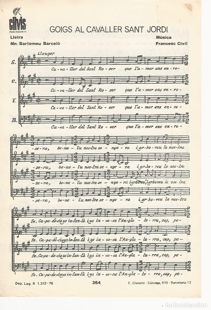Partituras musicales: FRANCESC CIVIL GOIGS AL CAVALLER SANT JORDI 1 PGS PARTITURA ANTIGUA U28