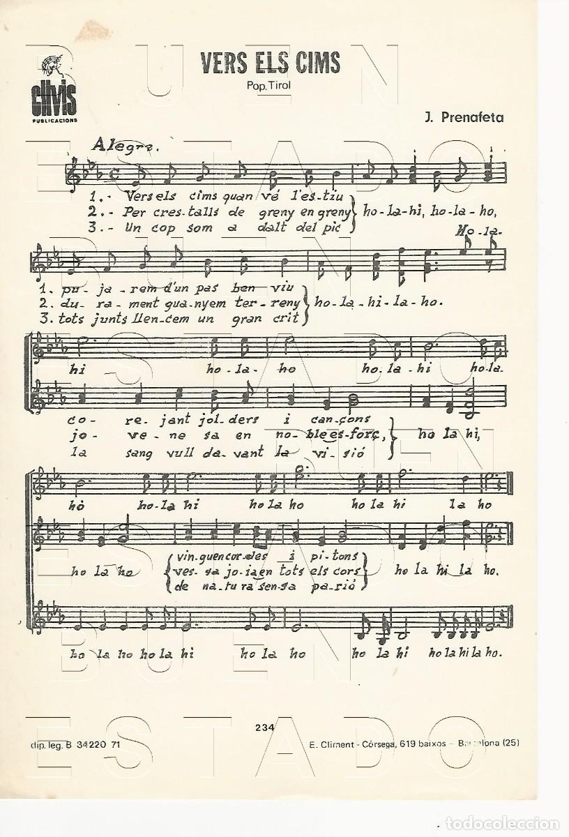 Partituras musicales: J PRENAFETA VERS ELS CIMS 1 PGS PARTITURA ANTIGUA U28