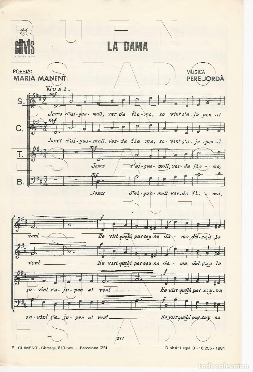 Partituras musicales: MARIA MANENT PERE JORDA LA DAMA 4 PGS PARTITURA ANTIGUA U28