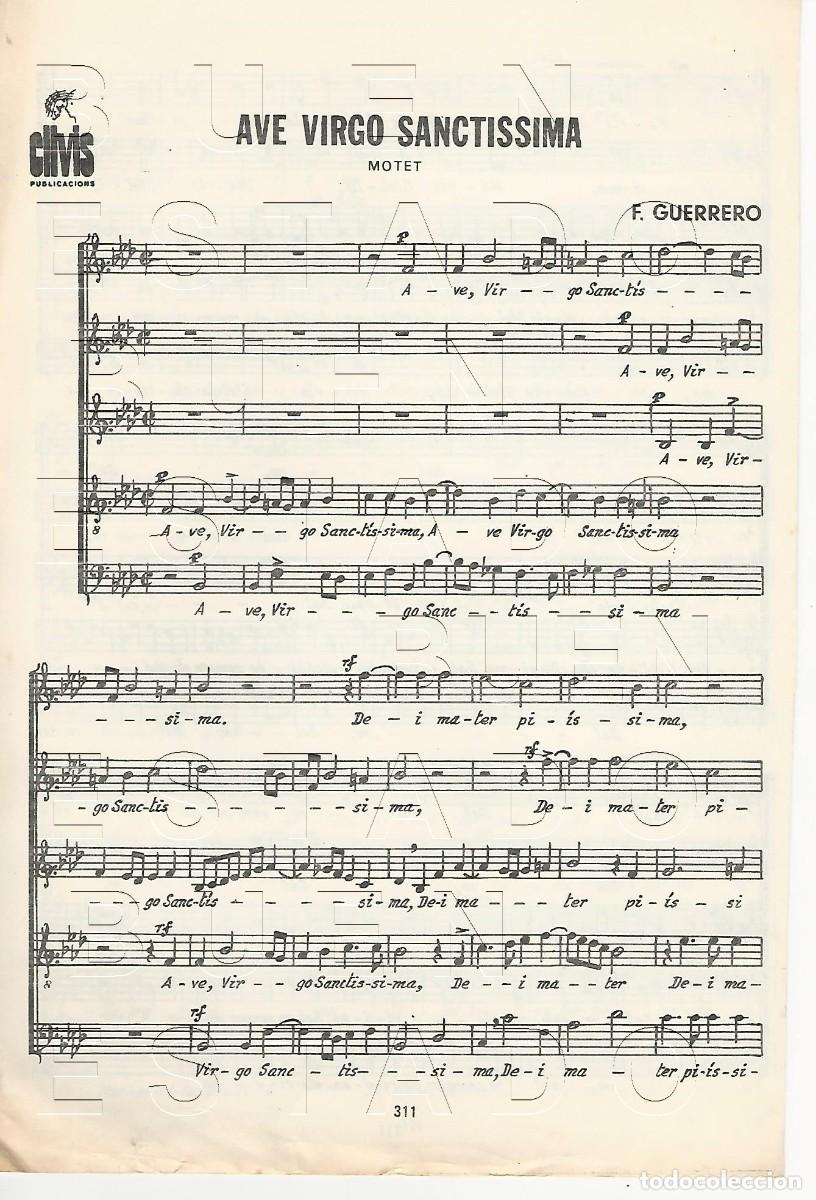 Partituras musicales: F GUERRERO AVE VIRGO SANCTISSIMA 2 HOJAS PARTITURA ANTIGUA FAM4