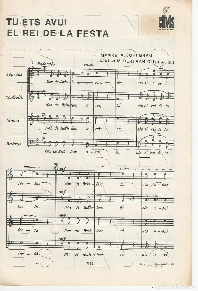 Partituras musicales: A COHI GRAU M BERTRAN QUERA TU ETS AVUI EL REI DE LA FIESTA 8 PGS PARTITURA ANTIGUA FAM4