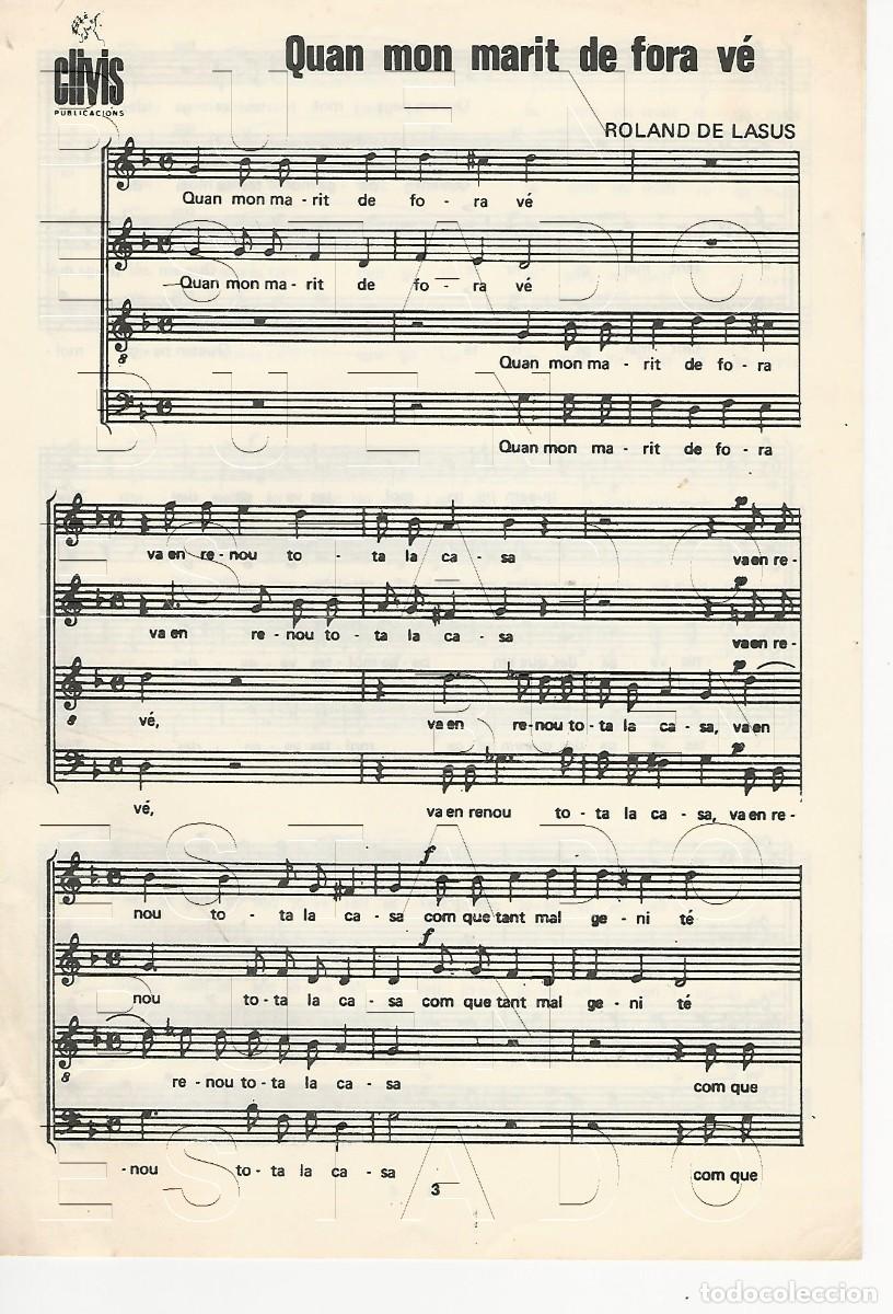 Partituras musicales: ROLAND DE LASUS QUAN MON MARIT DE FORA VE 4 PGS PARTITURA ANTIGUA U72