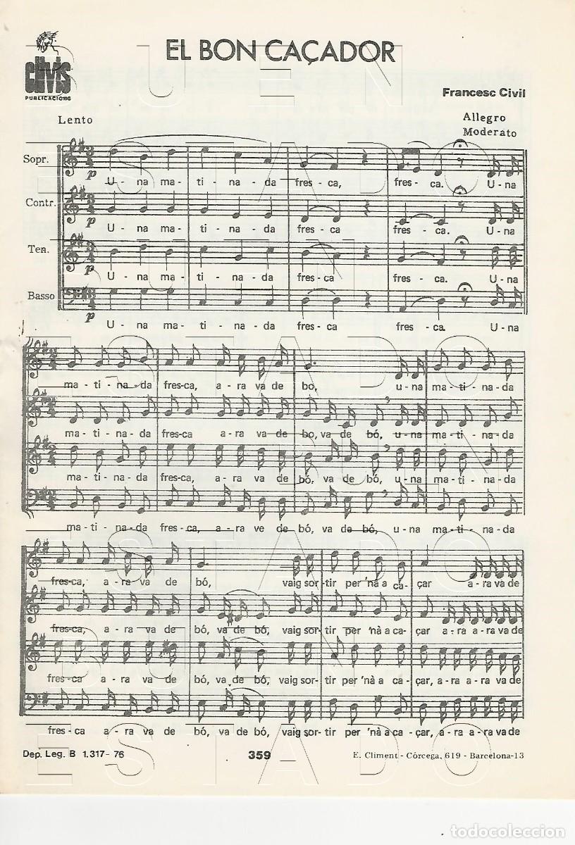 Partituras musicales: FRANCESC CIVIL EL BON CA&Ccedil;ADOR 8 PGS PARTITURA ANTIGUA U72