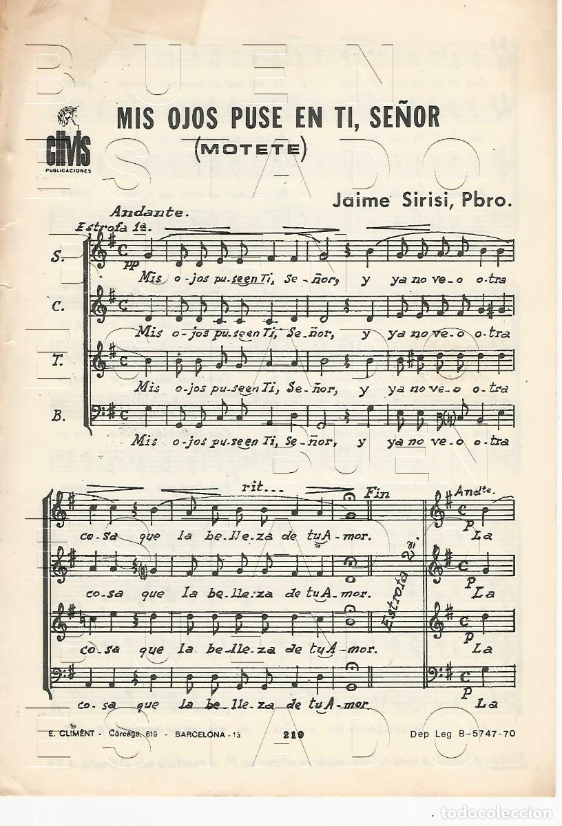 Partituras musicales: JAIME SIRISI MIS OJOS PUSE EN TI SE&Ntilde;OR 1 HOJA PARTITURA ANTIGUA U77