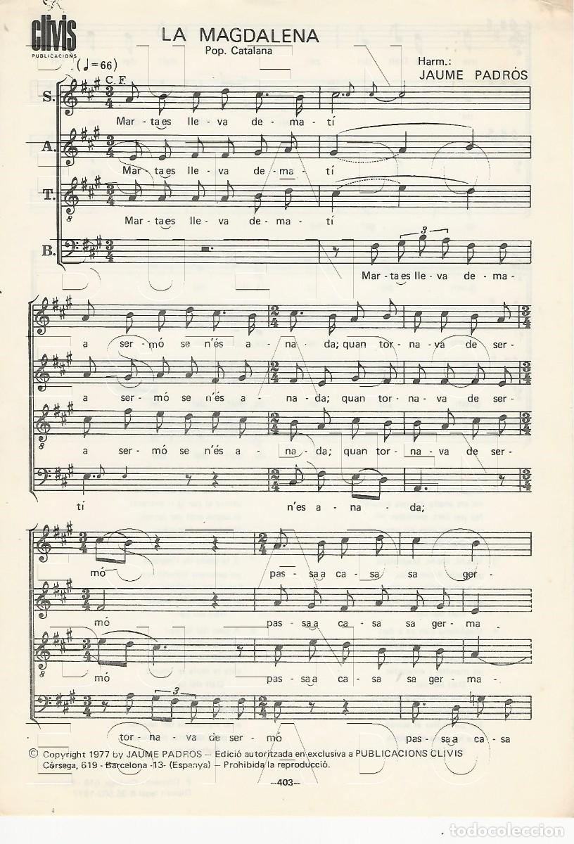 Partituras musicales: JAUME PADROS LA MAGDALENA 1 HOJA PARTITURA ANTIGUA U77