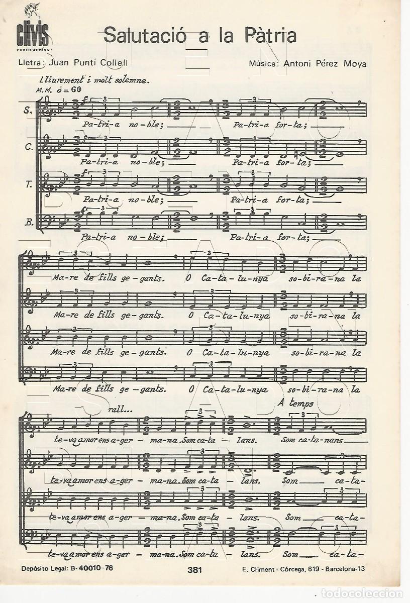 Partituras musicales: JUAN PUNTI COLLELL ANTONI PEREZ MOYA SALUTACIO A LA PATRIA 4 PGS PARTITURA ANTIGUA U77