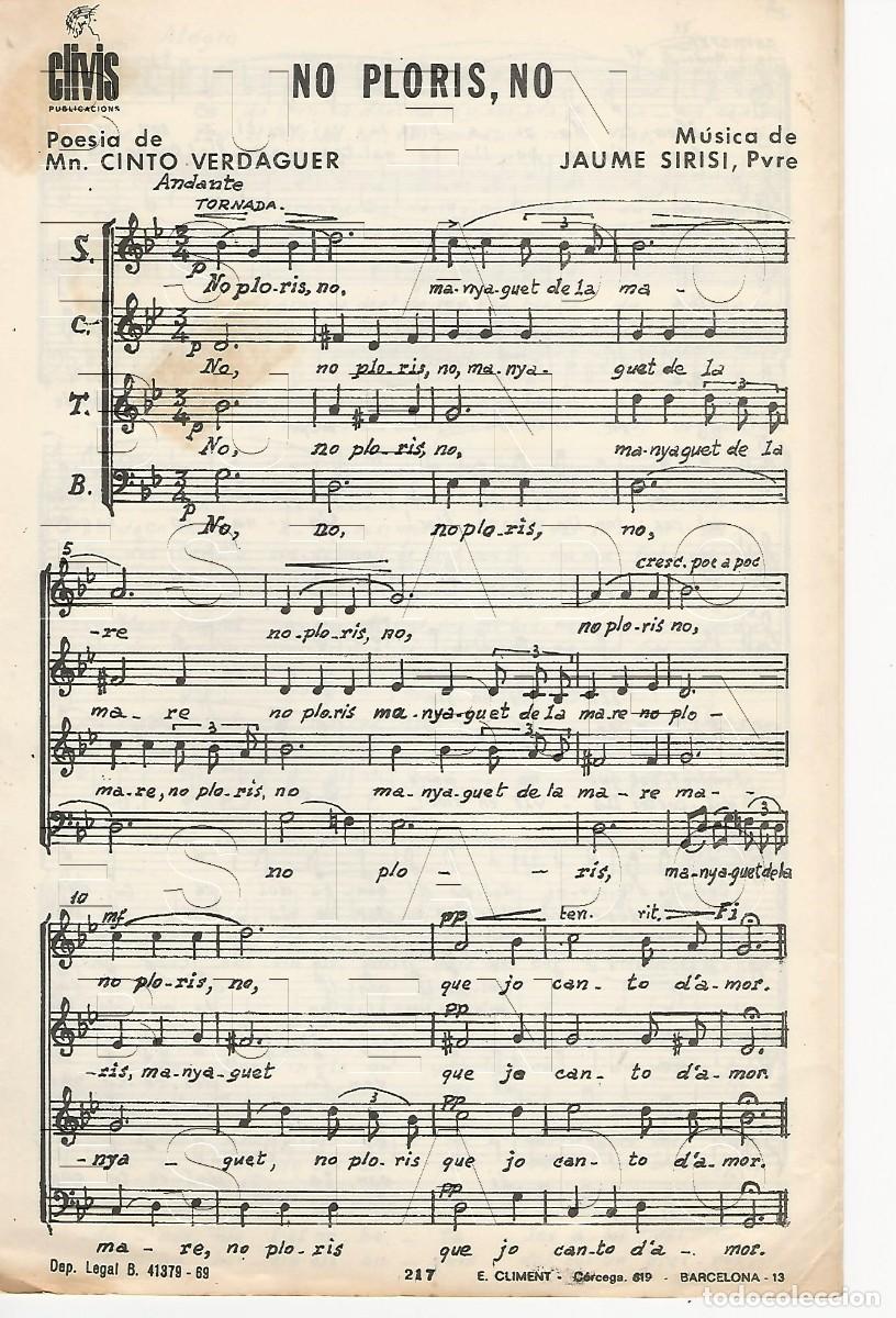 Partituras musicales: JAUME SIRISI JACINT VERDAGUER NO PLORIS NO 4 PGS PARTITURA ANTIGUA U77