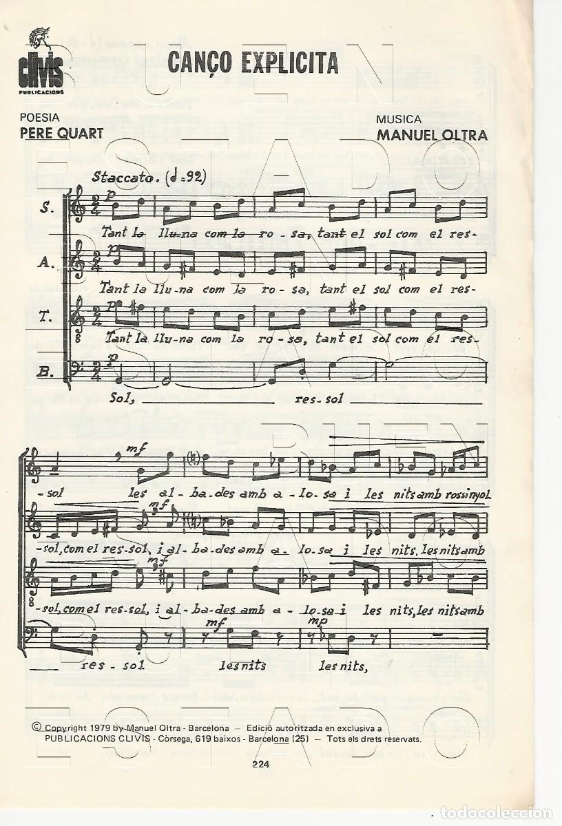 Partituras musicales: PERE QUART MANUEL OLTRA CAN&Ccedil;O EXPLICITA 4 PGS PARTITURA ANTIGUA U77