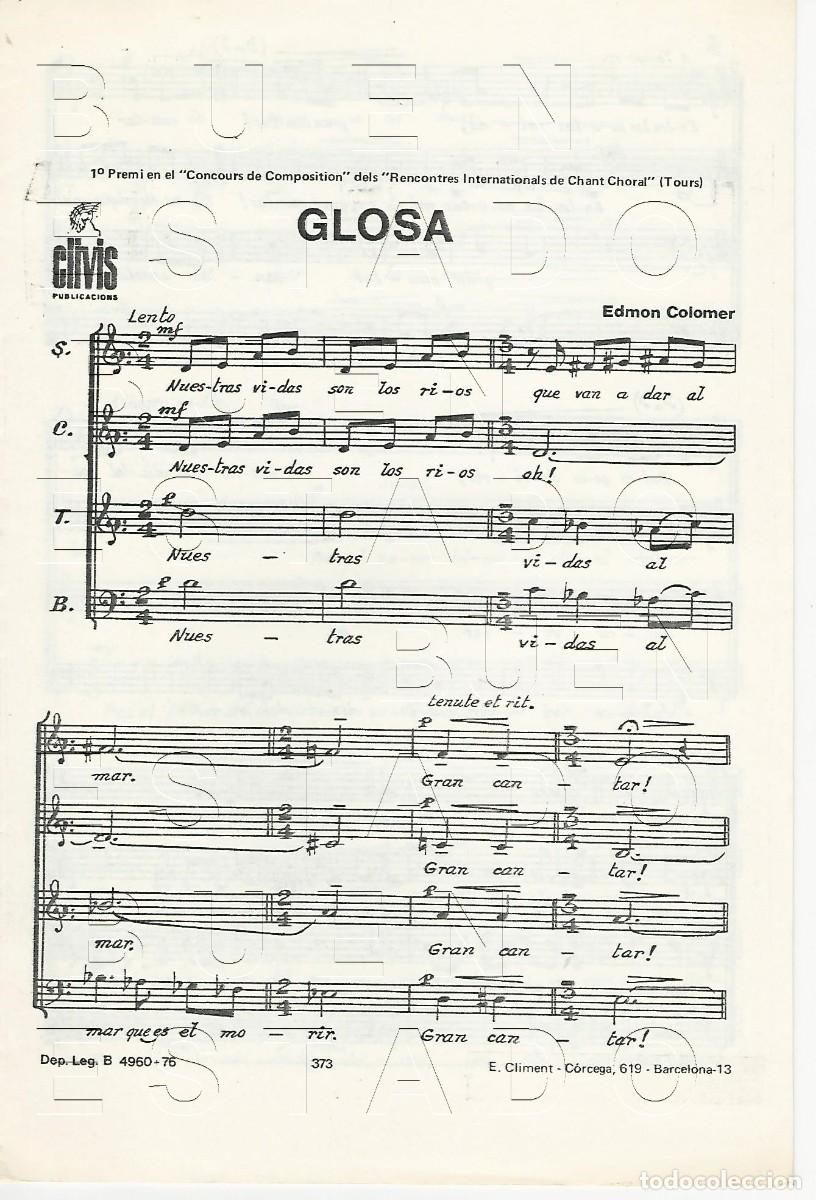 Partituras musicales: EDMON COLOMER GLOSA 8 PGS PARTITURA ANTIGUA U77