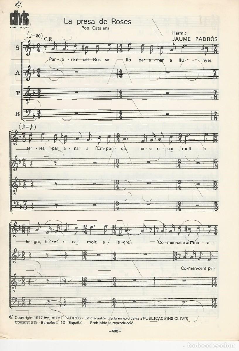 Partituras musicales: JAUME PADROS LA PRESA DE ROSES 8 PGS PARTITURA ANTIGUA U77