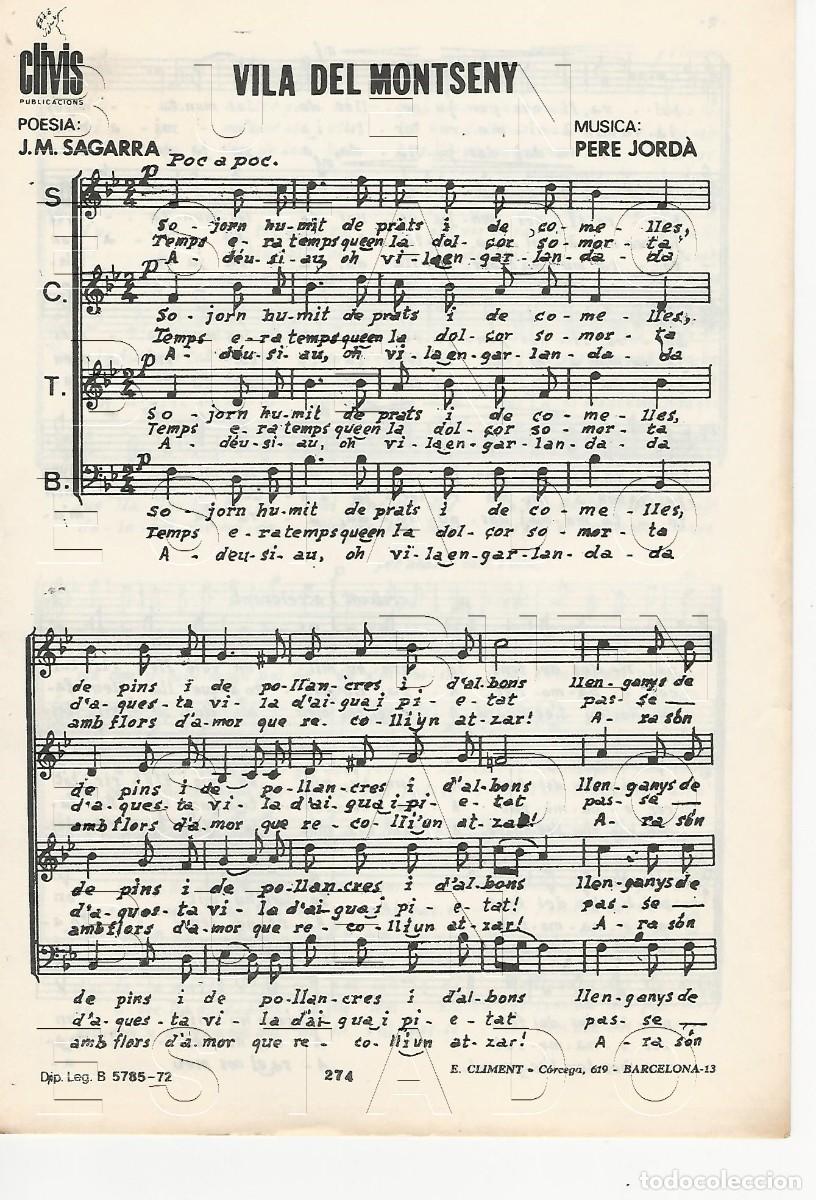 Partituras musicales: PERE JORDA VILA DEL MONTSENY 4 PGS PARTITURA ANTIGUA U33