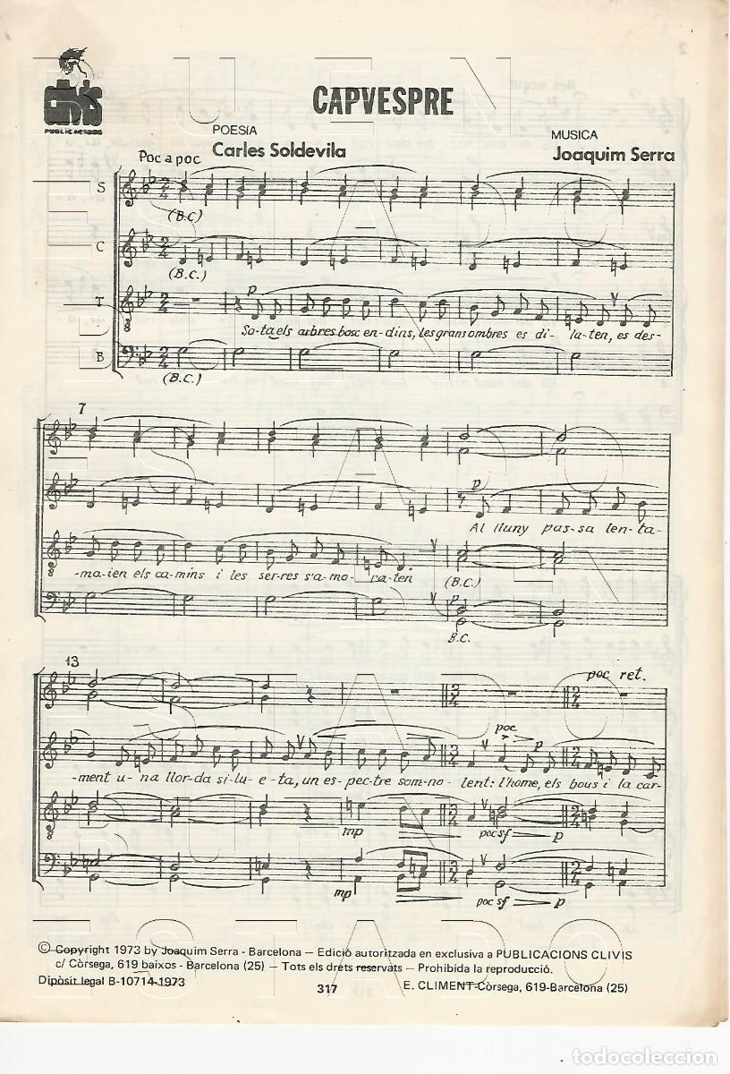 Partituras musicales: CARLES SOLDEVILA JOAQUIM SERRA CAPVESPRE 4 PGS PARTITURA ANTIGUA U33