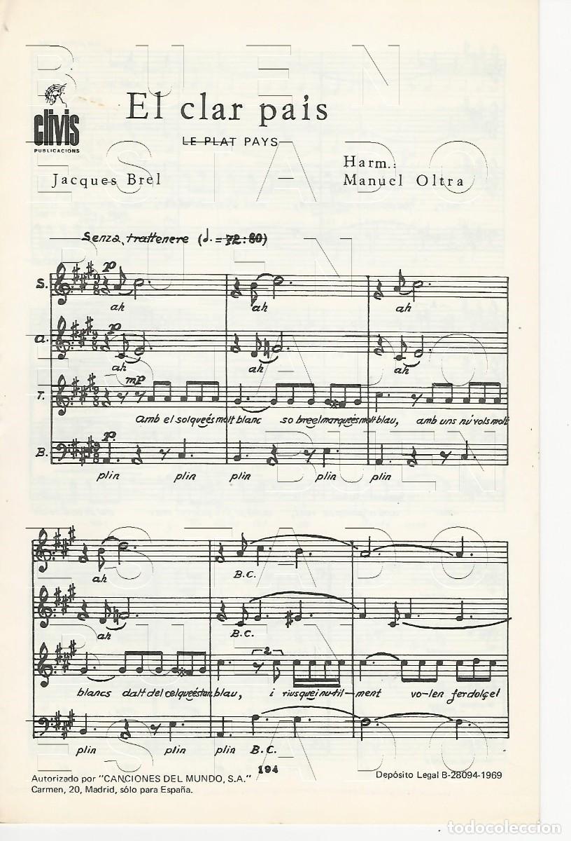 Partituras musicales: MANUEL OLTRA JACQUES BREL EL CLAR PAIS 8 PGS PARTITURA ANTIGUA U33