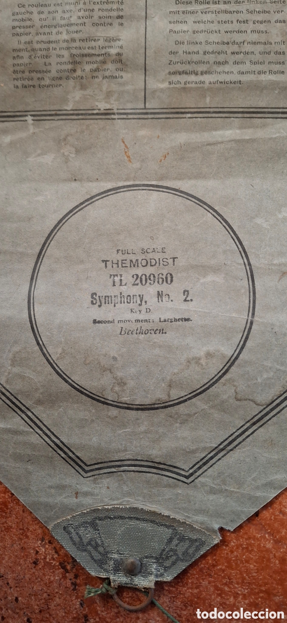 Partituras musicales: Rollo Pianola Full Scale Themodist TL 20960: Beethoven - Symphony No. 2 (2nd Movement Larghetto)