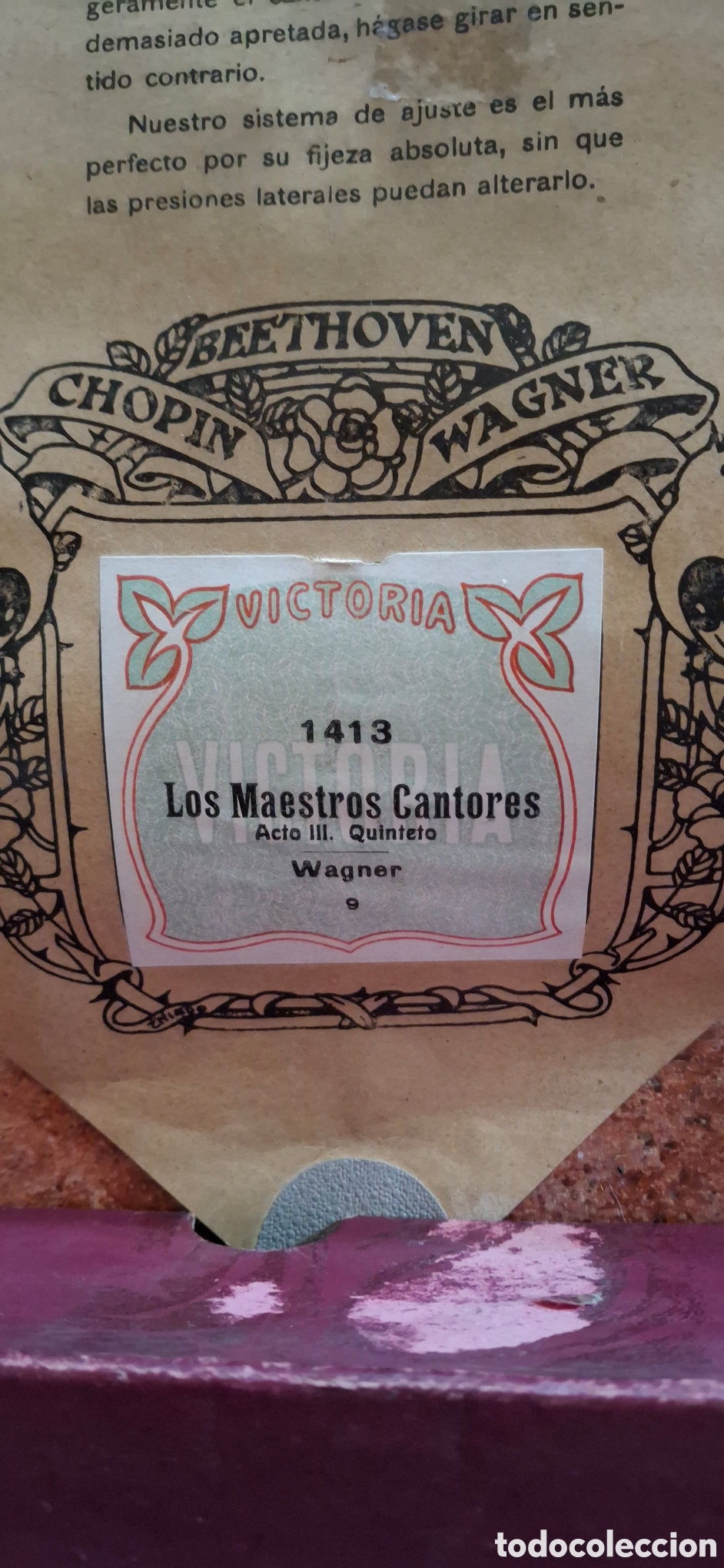 Partituras musicales: Rollo de Pianola Marca Victoria N&ordm; 1413 - Los Maestros Cantores (Wagner) Acto III Quinteto