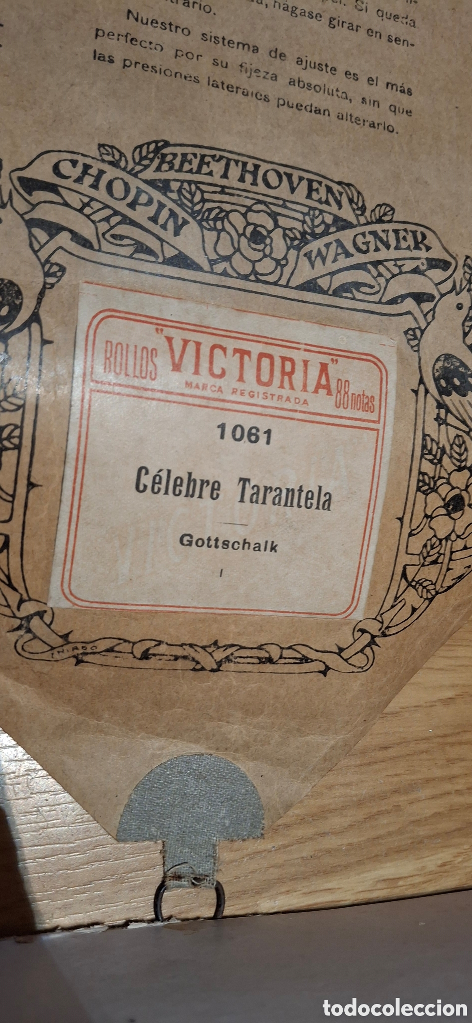 Partituras musicales: ​Rollo de Pianola Marca Victoria N&ordm; 1061 - C&eacute;lebre Tarantela (Gottschalk)
