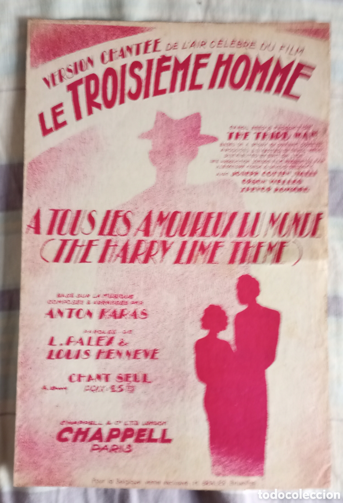 Partiture musicali: Partituras versi&oacute;n de la canci&oacute;n de la pel&iacute;cula el tercer hombre