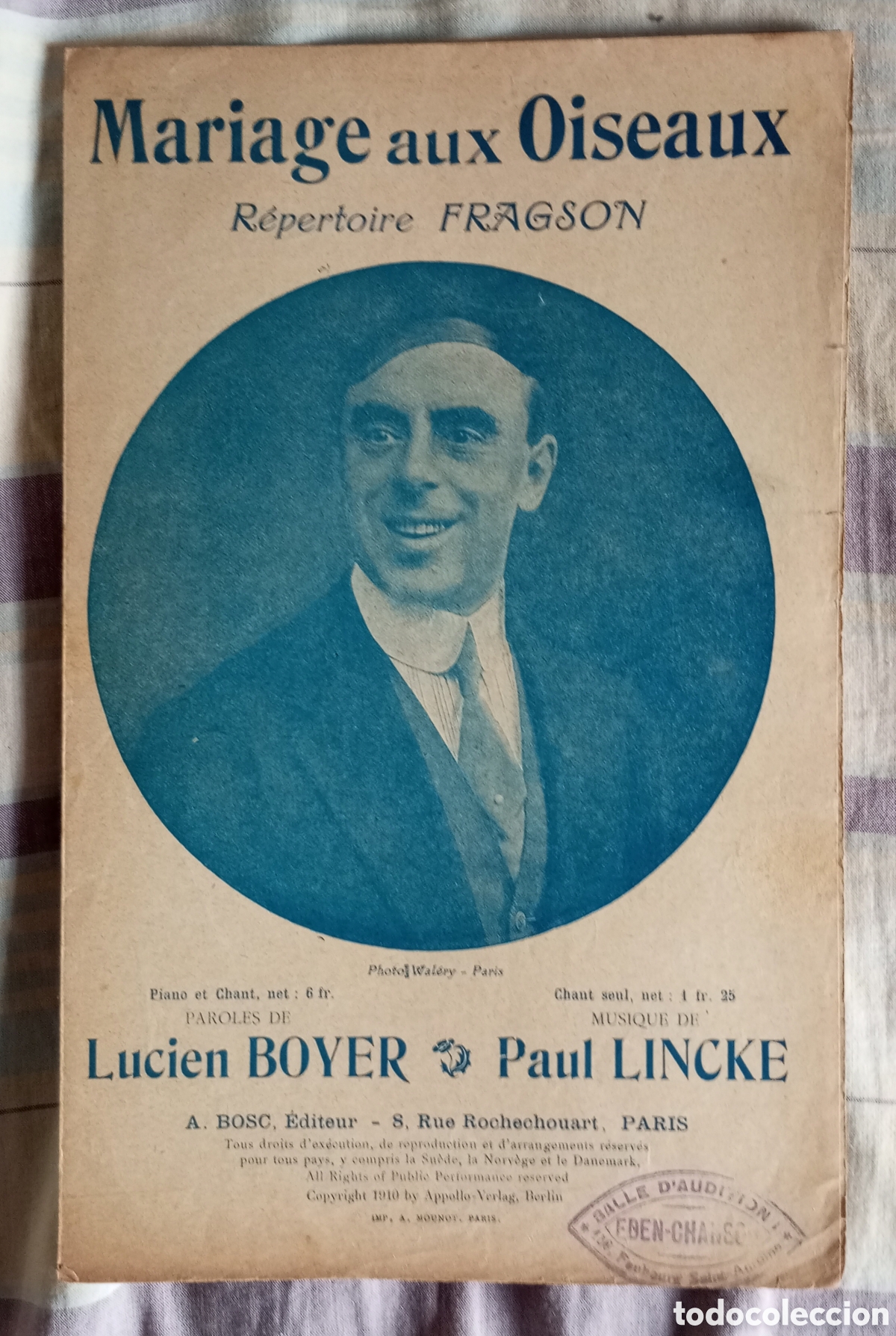 Partituras musicales: Partitura mariage aux oisesux lucien boyer paul lincke a&ntilde;os 1910