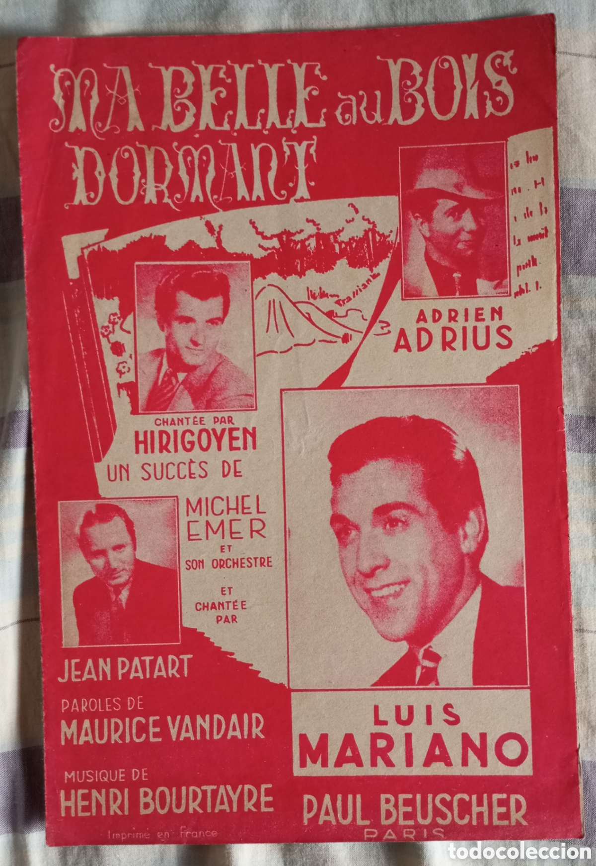 Partituras musicales: Partitura de la canci&oacute;n manbelke su bois dormant.1944 todos los int&eacute;rpretes de la cancion