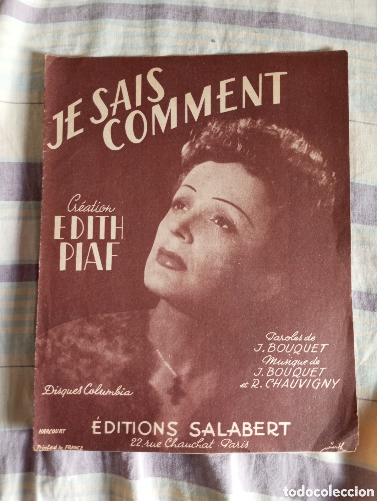Partituras musicales: Partitura de la canci&oacute;n je sais comment de Edith piaf 1958