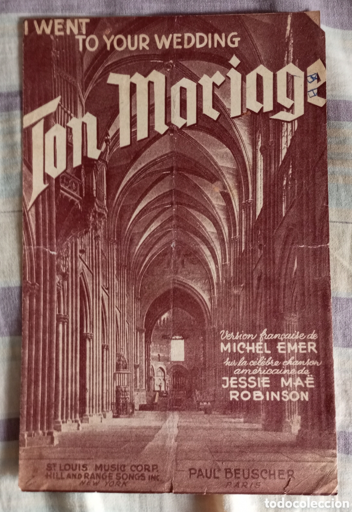 Partituras musicales: Partitura de la canci&oacute;n i wrnt tonyour wrffing Ion Mariage 1952