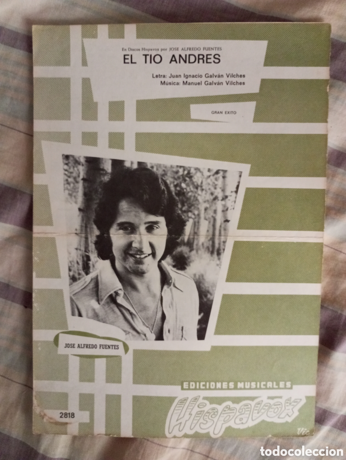 Partituras musicales: Partitura el t&iacute;o Andr&eacute;s de Jos&eacute; Alfredo Fuentes hispavox 1976