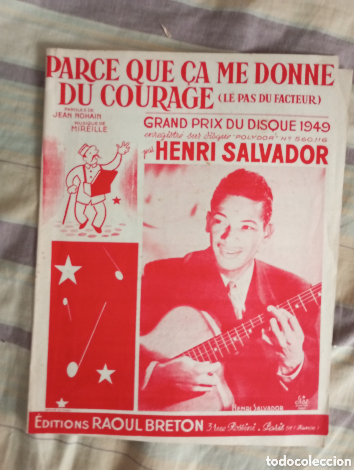 Partituras musicales: Partitura de la canci&oacute;n parce que &ccedil;a me donne duncourage por Henry salvador 1948
