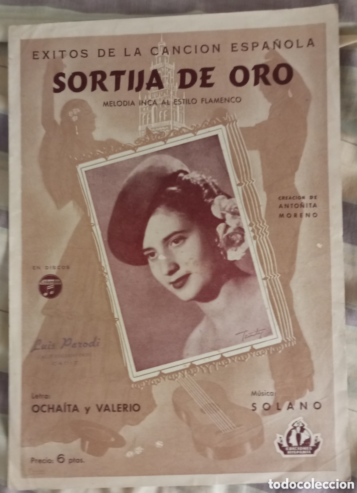 Partituras musicales: Partitura &eacute;xitos de la canci&oacute;n espa&ntilde;ola sortija de oro .ochaita ,valerio y solano .Anto&ntilde;ita Moreno