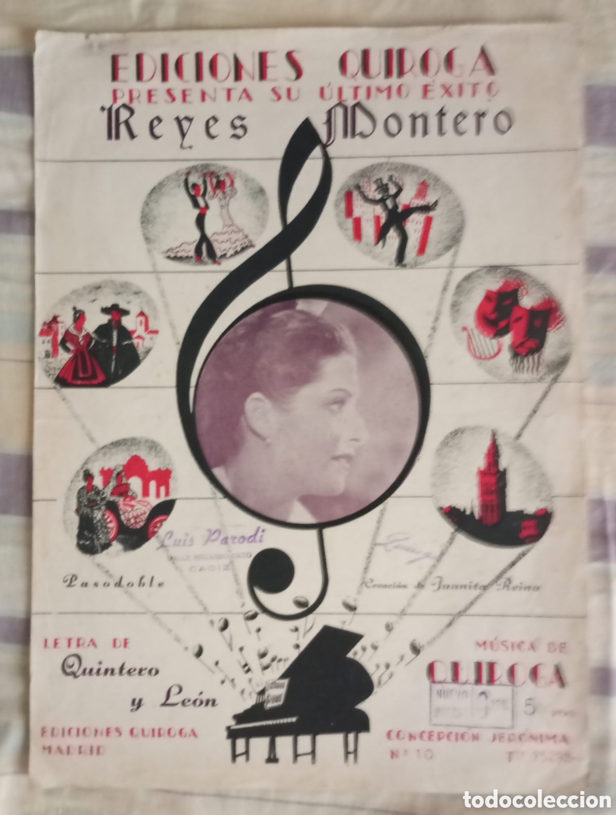 Partituras musicales: Partitura de la canci&oacute;n Reyes Montero de Juanita Reina ediciones Quiroga 1947