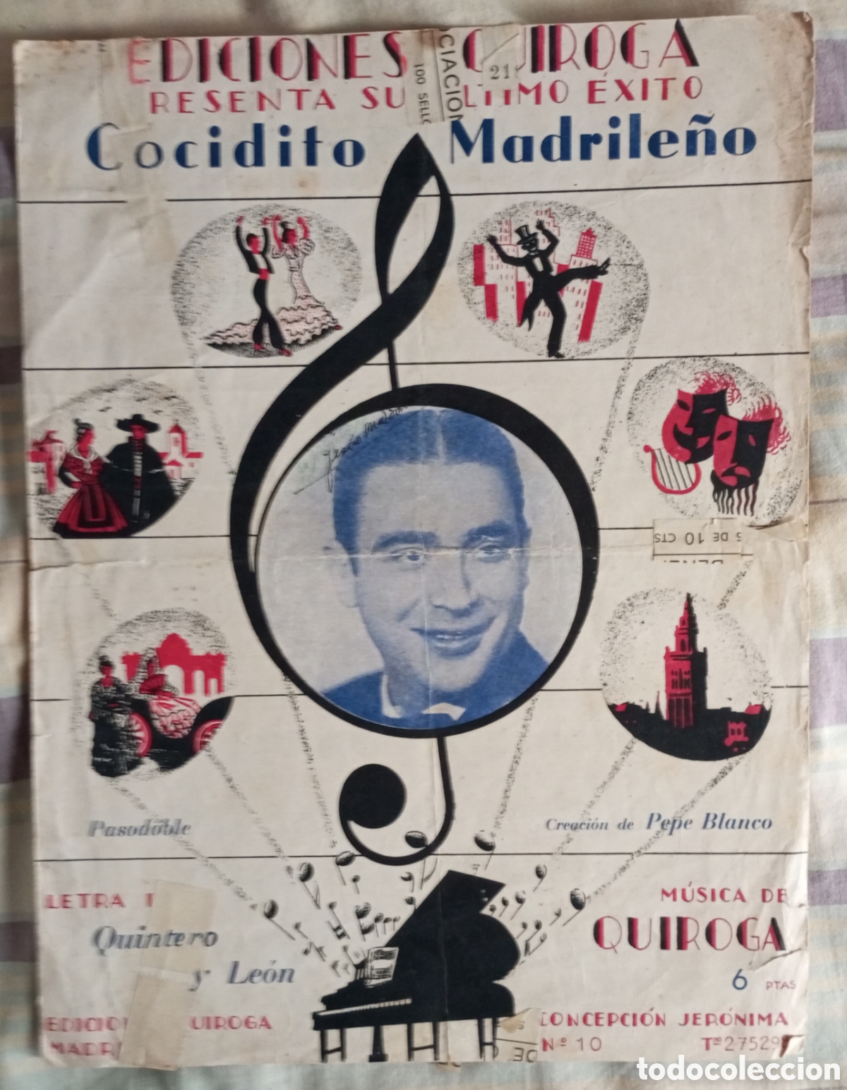 Partituras musicales: Partitura de la canci&oacute;n Cocidito madrile&ntilde;o de Pepe Blanco ediciones Quiroga