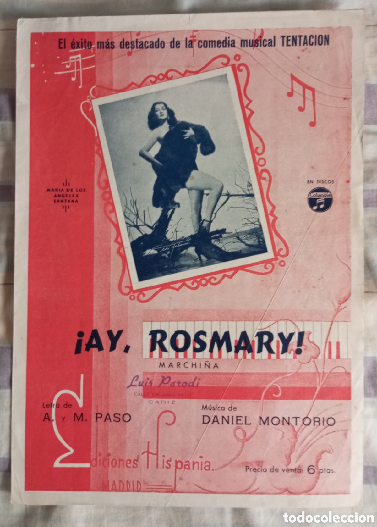 Partituras musicales: Partitura &iexcl;Su.Rosmary! Marchi&ntilde;a paso y Montorio 1951.Maria de los &Aacute;ngeles Santana