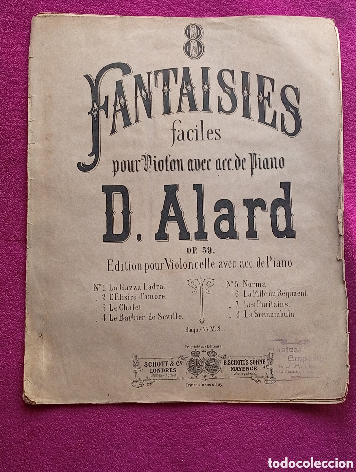 Partituras musicales: Partitura antigua Fantasies faciles D.Alard