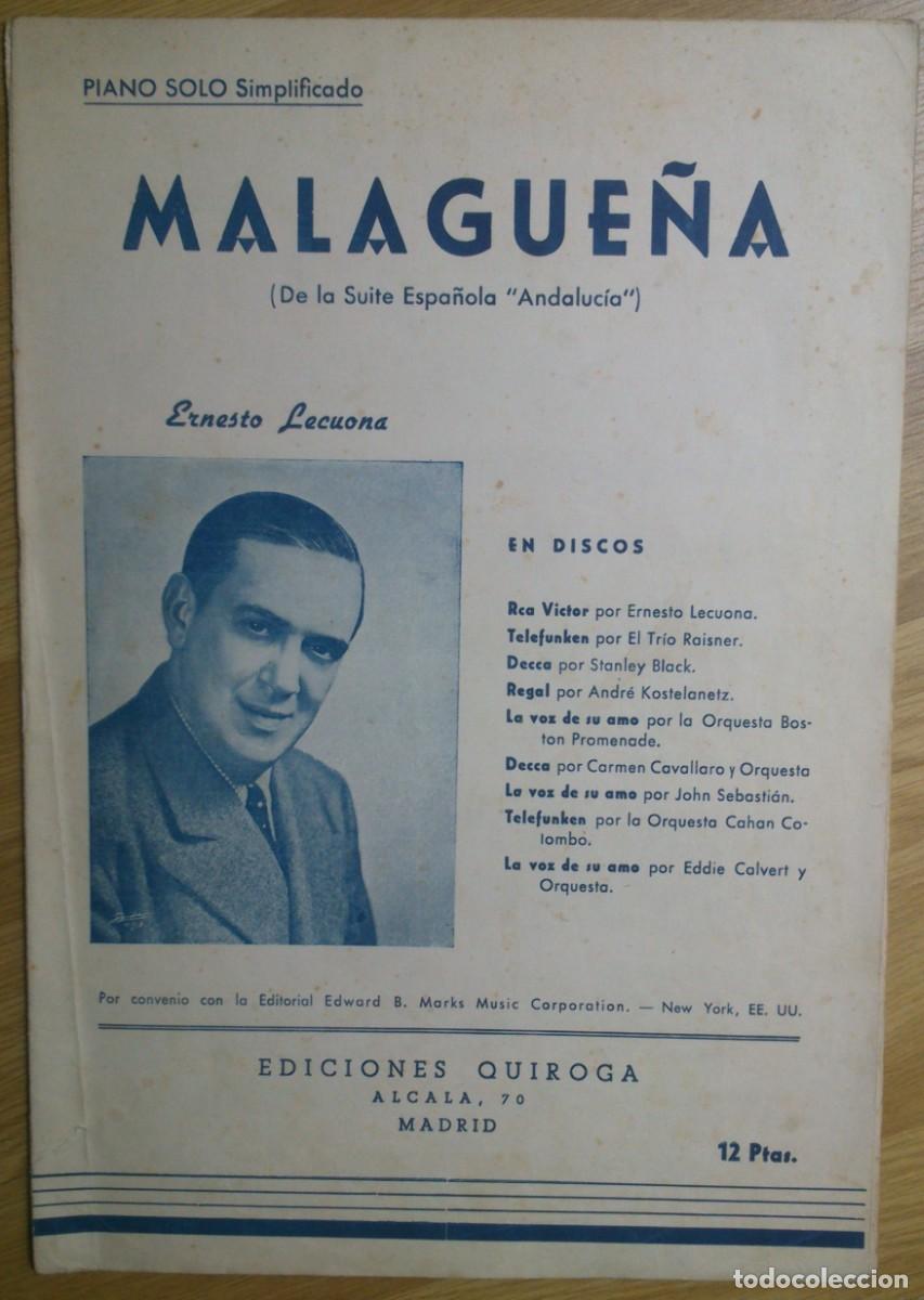 Partituras musicales: PARTITURA 'MALAGUE&Ntilde;A' - ERNESTO LECUONA